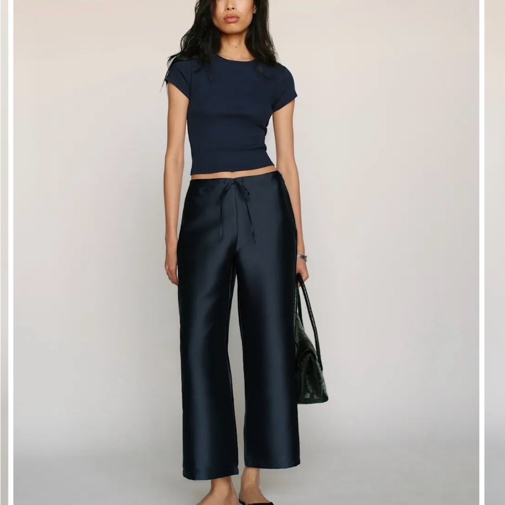 Reformation Navy Wide-Leg Pants